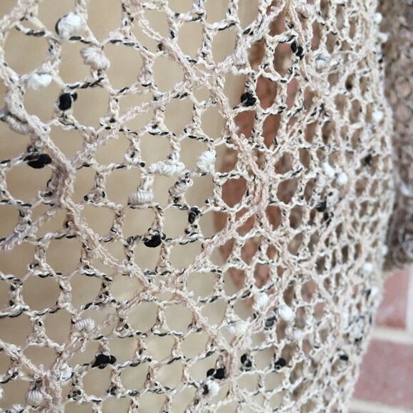 Mirror Image Open Knit Crochet Bold Button Cardi - Picture 6 of 9